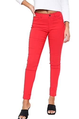 Image of MYT Womens Chino Trousers Ladies Skinny Fit Super Stretch Office Work Casual Chinos Red Size UK 8