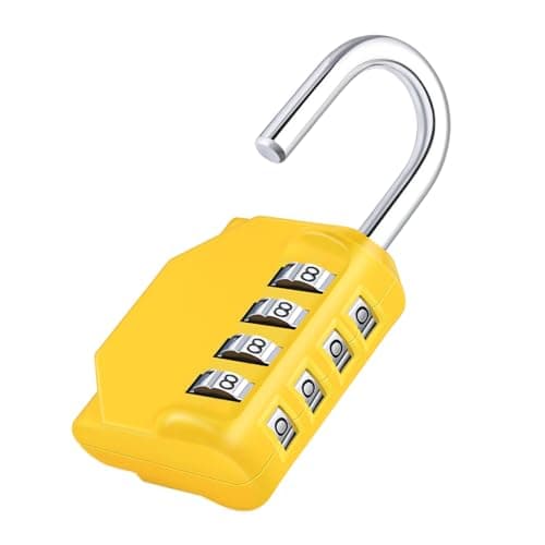 Image of ZHEGE Combination Padlock, Outdoor Padlock Weatherproof for Fence Gate, Sheds, 4 Digit Padlock with Code for Gym Locker, School Locker (Yellow)