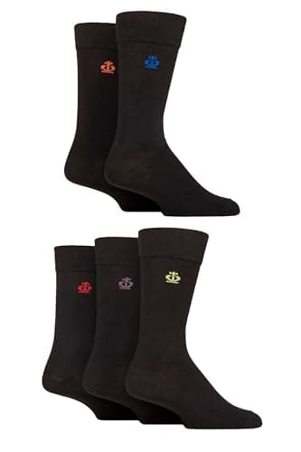 Image of Jeff Banks Mens Plain Socks - Designer Branded for Everday or Suit with Soft Recycled Cotton Multipack of 5 Size 7-11 (UK, Numeric, 7, 11, Regular, Regular, Black)