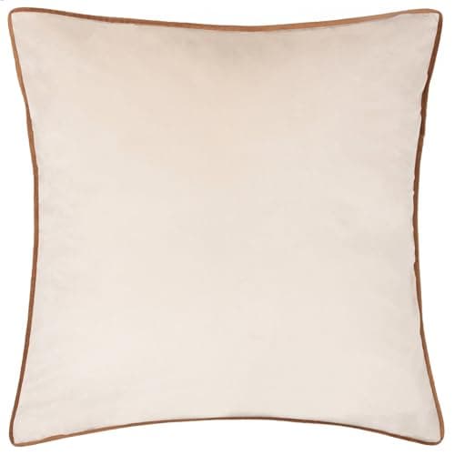 Image of furn. Meridian Polyester Filled Cushion – Luxury Contrast Piped Velvet Decorative Pillow (Ecru/Ginger - 45x45cm)