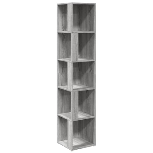 Image of vidaXL Corner Cabinet Bedroom Office Living Room Book Shelf Corner Unit Bookcase Standing Display Shelf Book Cabinet Grey Sonoma Engineered Wood