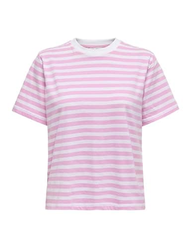 Image of Onllivina S/S Stripe Tee JRS, Candy/Stripes: White Stripes, XS