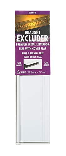 Image of Stormguard Letterbox White with Flap Draught Excluder Seal Brush with Flap Letter Box Metal Weather Cover