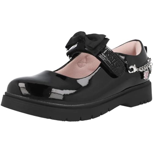 Image of Lelli Kelly Girls Black Isabella Patent School Shoes LK8993 (NE03) (Black, UK Footwear Size System, Little Kid, Women, Numeric, Medium, 1)