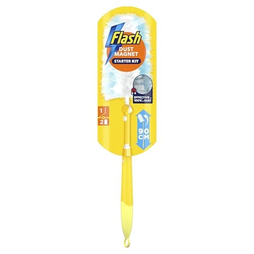 Image of Flash Dust Magnet Duster Starter Kit (1 Handle & 2 Refills), Traps & Locks 3x More Dust & Hair Vs Traditional Feather Duster