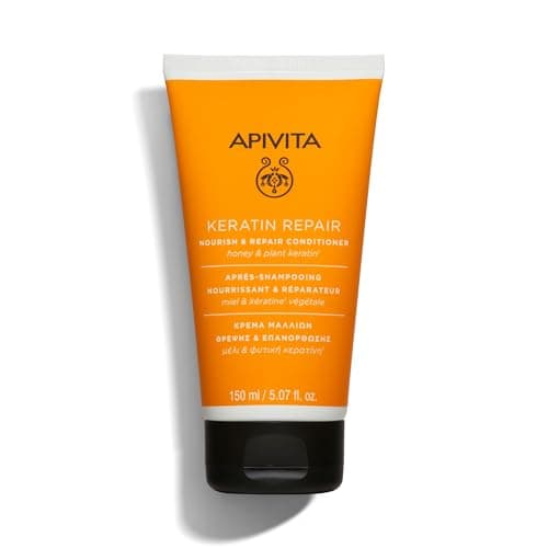 Image of Apivita Keratin Repair Nourishing and Repairing Hair Conditioner for Dry Damaged Hair 150ml - Natural Deep Conditioning Treatment with Honey and Plant Keratin - Hair Breakage, Frizz-Control