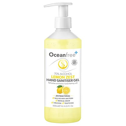 Image of Lemon Zest Hand Sanitiser Gel - 500ml Pump Bottle - 70% Alcohol - Made in the UK (Single)