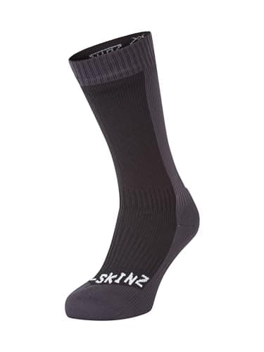 Image of SEALSKINZ | Starston | Unisex Waterpro Mid Length Merino Wool Lined Sock | Outdoor Adventure Sports |Hiking | Three-Layer Insulation | M Grey/Black