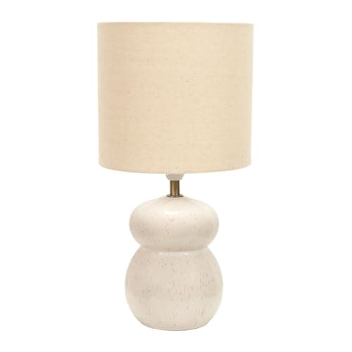 Image of ValueLights | Kendal Natural Linen Drum Shade Beige Glazed Ceramic Table Lamp | Table Lamps, Home Décor & Improvement Essential