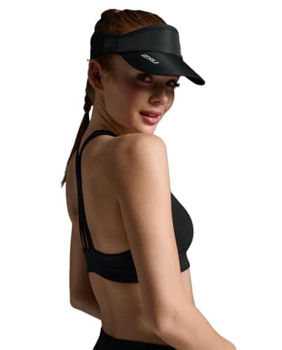 Image of 2XU Unisex Packable Run Visor - Lightweight & Adjustable Sun Protection for Runners - Black/Black - One Size
