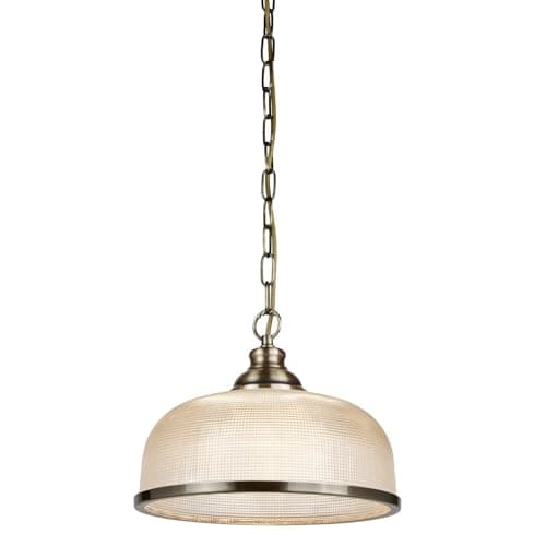 Image of Searchlight 1682AB Bistro II One Light Ceiling Pendant Light in Antique Brass with Glass Shades