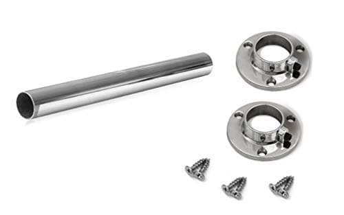 Image of Chrome Plated Metal Round Tube - 25mm Diameter, Choice of Length Free Pair of Rail End Supports & Free Screws (500mm)