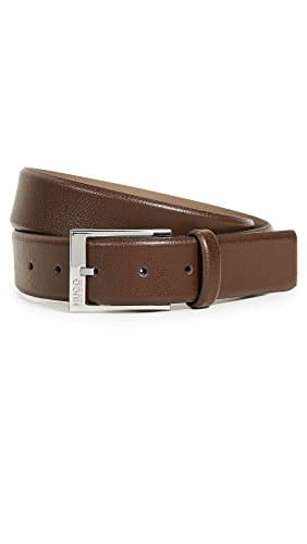 Image of Hugo BOSS Men's Gellot Grainy Leather Belt, Dark Brown, 36