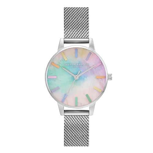 Image of Olivia Burton Analogue Quartz Watch for Women Rainbow Collection with Silver Stainless Steel Mesh Bracelet - OB16RB26