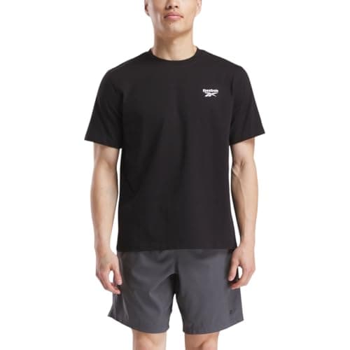 Image of Reebok Men's Cody Small Logo Crew Neck SS Tee Shirt, Black, 3XL