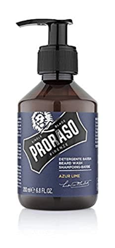 Image of Proraso Beard Wash Azur Lime, 200ml, Fresh Scented Beard Shampoo Softens, Conditions, Cleanses and Gently Removes Impurities & Odours, Made in Italy