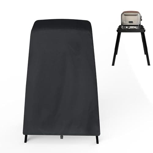 Image of Cover for Ninja Woodfire Outdoor Oven OO101 Series on Its Stand, Pizza Oven Cover with Bottom Fixing Band, Weather Resistant Pizza Oven Accessories, Black