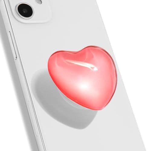 Image of OnTheGrip Cute Glass Heart Design Collapsible Expandible Mobile Phone Grip Stand Holder for Smartphone Tablet Cell Phone Accessory (Pink)