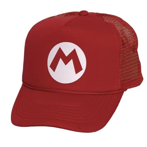 Image of TOP HEADWEAR Adult Mario Hat Trucker Cosplay Costume Plummer Bros Cap, Red M