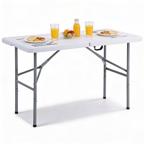Image of Denny International® Trestle Table Indoor Outdoor Garden Catering Heavy Duty Folding Table for Picnic Party Dinner (4ft)