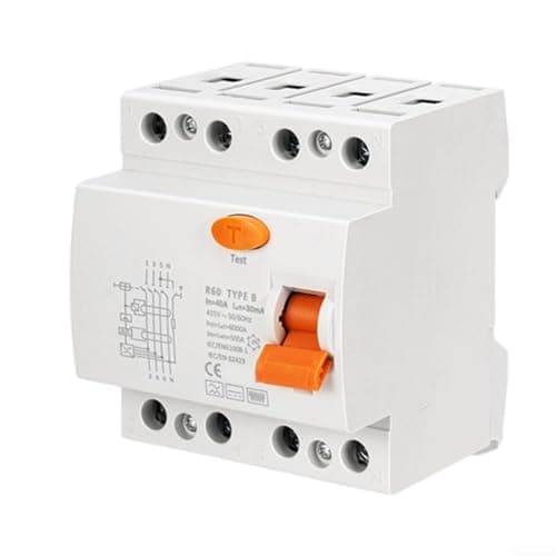 Image of Type B Rcd Circuit Breaker 4p 40a 30ma For Three Phase Sockets And Ev Charging Stations With Din Rail Mount White(4P-40A-30mA)