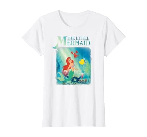 Image of The Little Mermaid Ariel and Friends Graphic T-Shirt T-Shirt, Women, White, Small