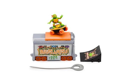 Image of Teenage Mutant Ninja Turtles 5" Switch Kick Subway Launcher Michelangelo Ages 3+ Shredding Action Figure
