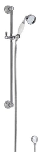 Image of Balterley Shower Riser Rail Kit with Single Function Shower Head & Outlet Elbow, Traditional Adjustable Rail Riser, Handset & Outlet Elbow, Wall Mount Slide Rails Set - 70 x 150 x 750mm (Chrome)