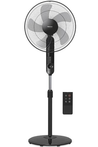Image of Pro Breeze® 16-Inch Pedestal Fan with Remote Control and LED Display - 4 Operational Modes - 80° Oscillation - Adjustable Height & Pivoting Fan Head - Perfect for Homes, Offices and Bedrooms - Black