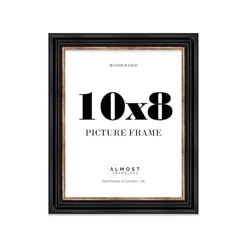 Image of 10x8 Picture Frame, Display 10x8 Pictures (20.3 x 25.4cm) - Black & Gold Elegant 42mm Edge Ideal for Home Gallery Display - 1 Pack