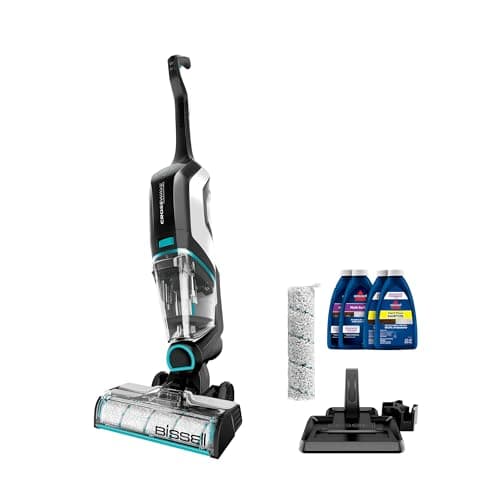 Image of Bissell, 2554A CrossWave Cordless Max All in One Wet-Dry Vacuum Cleaner and Mop for Hard Floors and Area Rugs, Black/Pearl White with Electric Blue Accents