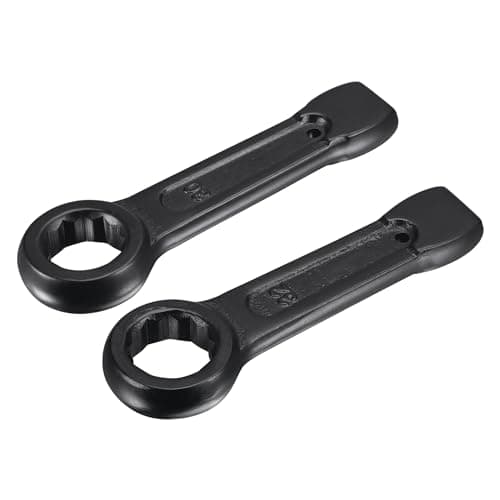Image of sourcing map 2Pcs Slogging Ring Spanner 30mm 32mm High Tensile Steel Straight Handle Box End