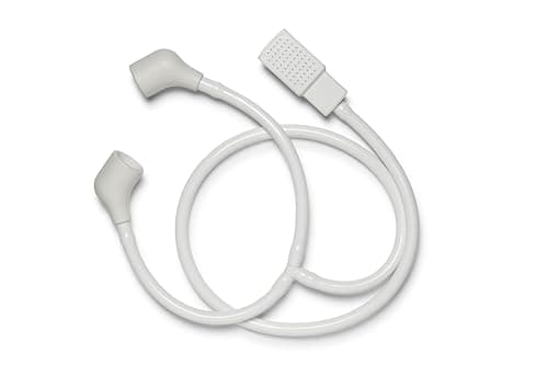 Image of Croydex Push-Fit Shower Attachment for Bath Taps - Flexible Shampoo Spray with Square Head, 100cm Hose Length, Fits Most Round or Oval Basin Taps, White