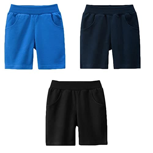 Image of LAUSONS 3 Pack Toddler Summer Jogger Shorts Elastic Waist Sport Bottom Set 1/5-6 Years