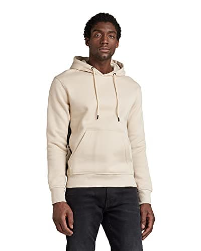 Image of G-Star Men's Logo Tape Hooded Sweater, Beige (brown rice D22014-D174-D309), L