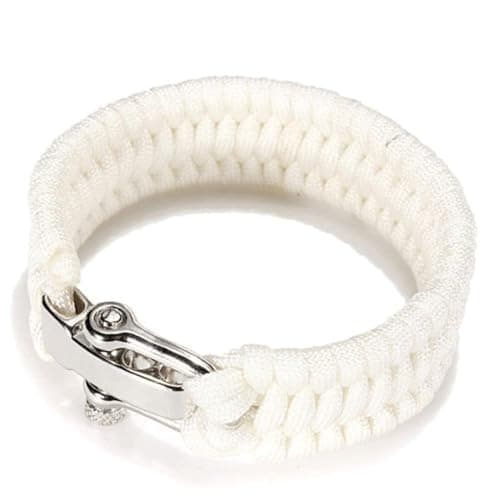 Image of SEIWEI Paracord Survival Bracelet, Parachute Rope Woven Outdoor Bracelet with Adjustable Stainless Steel Buckle for Camping, Boating and Hiking (White)