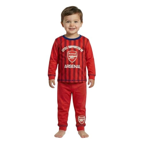 Image of Arsenal FC Toddler Boys Pyjamas Kids Football Pyjama Set Long Sleeve Top & Bottoms Cotton Nightwear Ages 12–18 Months to 3–4 Years (2-3) Red