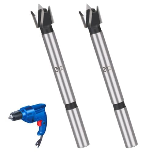 Image of LNJBABAO 2Pcs 12mm Forstner Drill Bit Forstner Bit Wood Drill Bits for Holes Hinge Cutter for Woodworking (Ø6mm, length 95mm, Round Shank) (12mm)