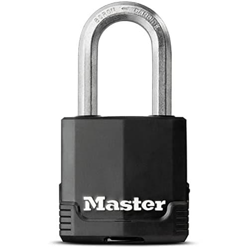 Image of MASTER LOCK Heavy Duty Padlock, Security Level 8/10, Outdoor, Keyed, Covered Laminated Steel, Weatherproof, Medium Shackle