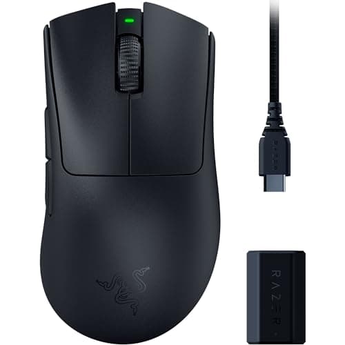 Image of Razer DeathAdder V3 Pro Wireless Gaming Mouse + HyperPolling Wireless Dongle: 63g Lightweight - 8K Polling - Optical Switches Gen3-30K Optical Sensor - 6 Programmable Buttons - 90 Hr Battery - Black