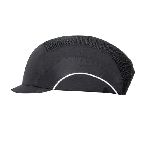 Image of JSP HARDCAP A1+ Lightweight Safety Bump Cap - 2.5cm Peak - Black - Ventilated - Mens Hard Hat Cap - For Construction, Warehousing, Manufacturing, Logistics & Industry - EN812