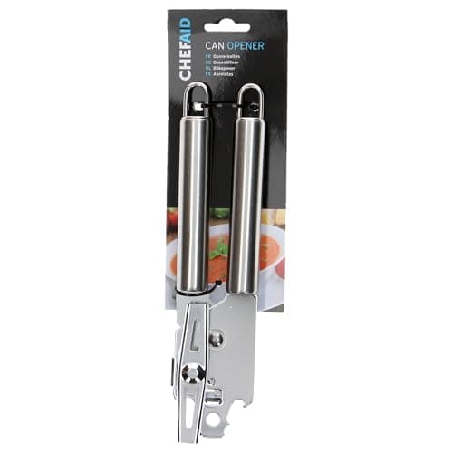 Image of Chef Aid Can Opener, High Grade Stainless Steel Can, Tin, Jar And Bottle Opener, Manual Rotating Blade with Built in Hanging Loops - Dishwasher Safe