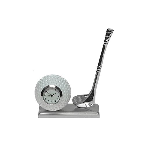 Image of justagift Miniature Desk Silver Golfing Desk Clock - Make A Fantastic Present For The Golfing Enthusiast