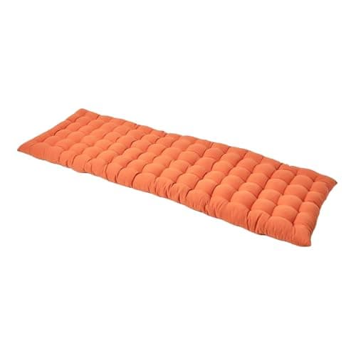 Image of HOMESCAPES Burnt Orange Garden Bench Cushion 3 Seater Seat Pad for Patio Furniture Kitchen or Dining Bench Indoor & Outdoor Use Comfortable 100% Cotton Modern Tufted Style Thick Cushion 143cm Wide