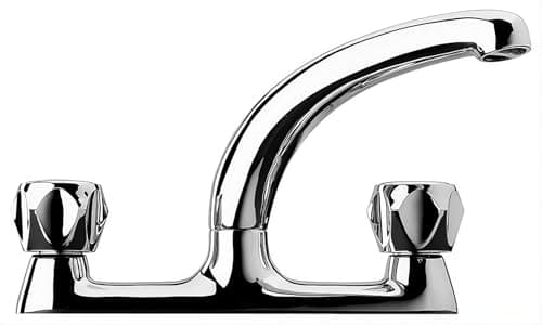 Image of Two Holes Kitchen Deck Mixer Tap – Chrome Finish Twin Handle Kitchen Sink Tap with Swivel Spout, Easy Install
