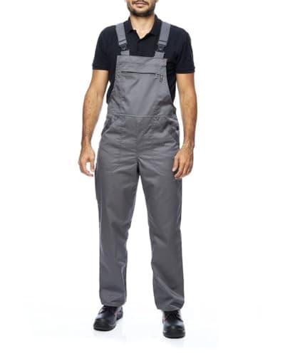 Image of Work Bib and Brace Overalls, Overalls Men, Bib and Brace Dungarees Mens, Made in EU, Mazalat Protective Coverall, S -3XL Size - Made in EU - Work Trousers for Man, Lots of Colors, Grey, XXL