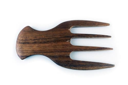 Image of Wooden Hair Comb for Afro Gently Detangles and Defines Natural Curls for Kinky Coiled and Curly Hair Types wash-and-go twist-outs by Handcrafted Wide-Tooth (Four-tooth comb)
