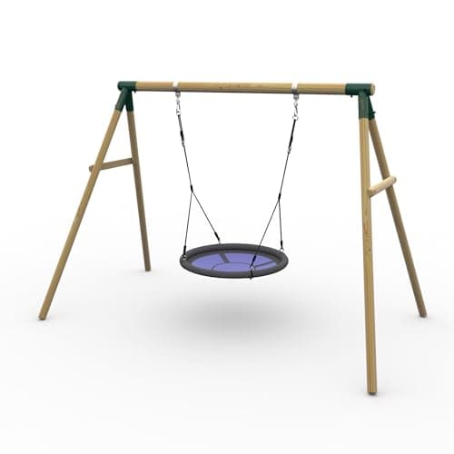 Image of Plum Play Kids Outdoor Wooden Round Pole Swings with Ground Anchors Included - Suitable for up to 50kg per accessory - Up to 5 year Warranty (Nest Green Spider Monkey)