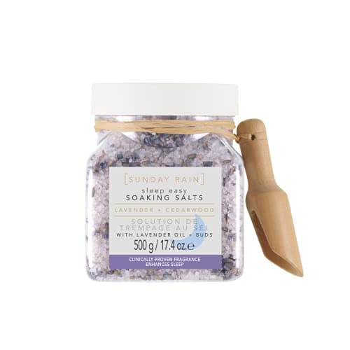 Image of Sunday Rain Sleep Easy Luxury Relaxing Soothing Bath Soaking Salts, Vegan and Cruelty-Free, Lavender and Cedarwood, 500g