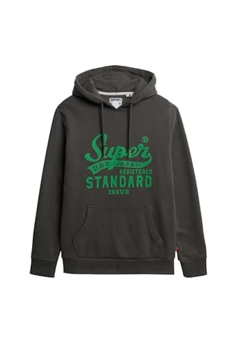 Image of Superdry Men's Standard Hoodie with Lettering, Vintage Black, L